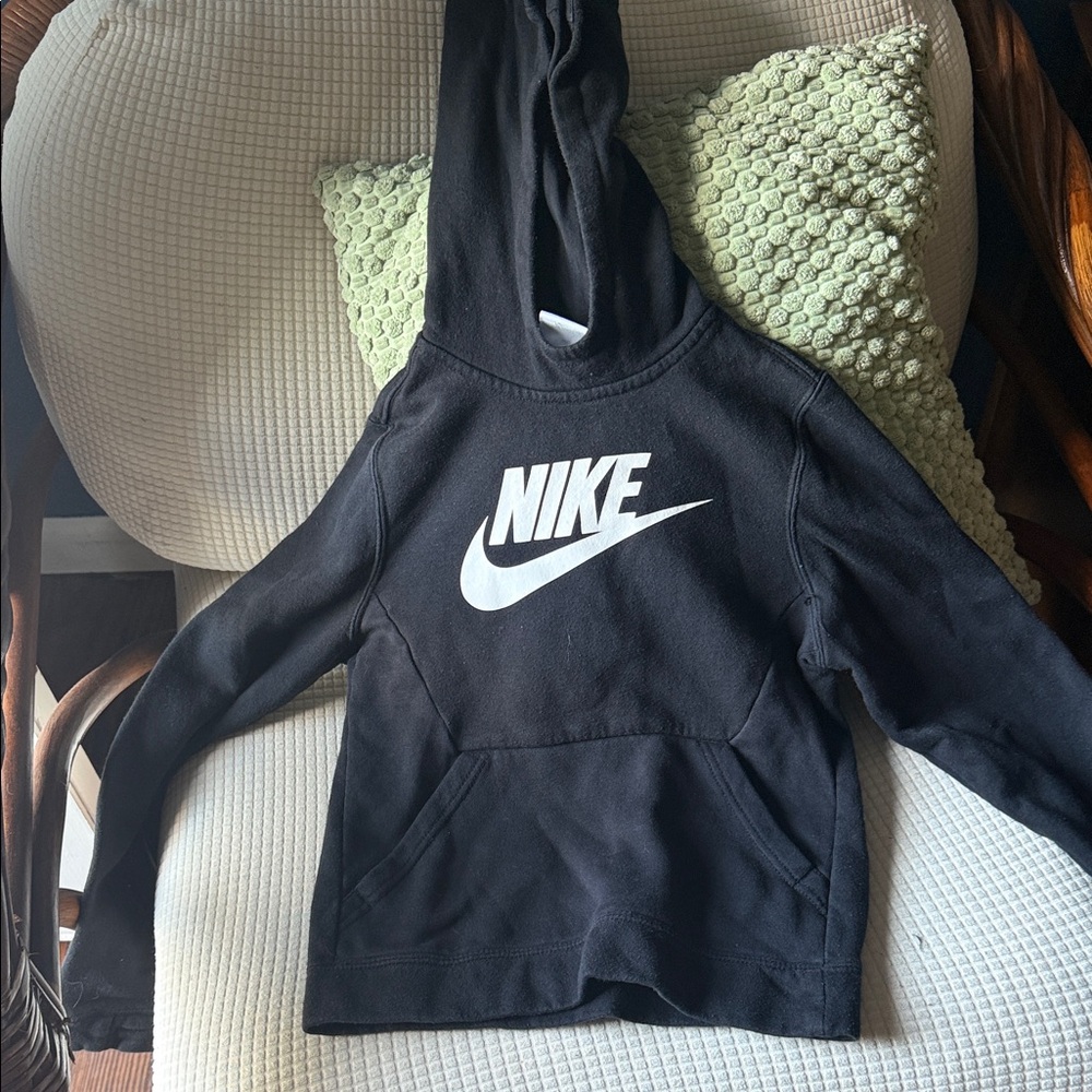 Nike Kids Black Hoodie with White Logo